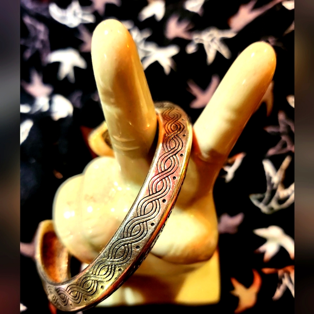 Solid Sterling Silver And Copper Inlay Cross Cuff… - image 1